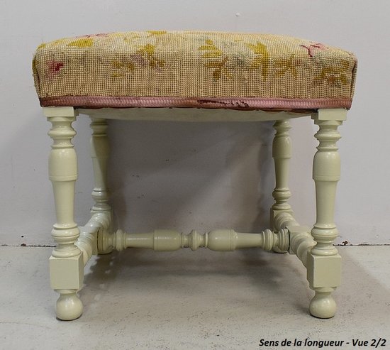 Sgabello in tela e legno, gusto Luigi XIV - Fine del XIX secolo