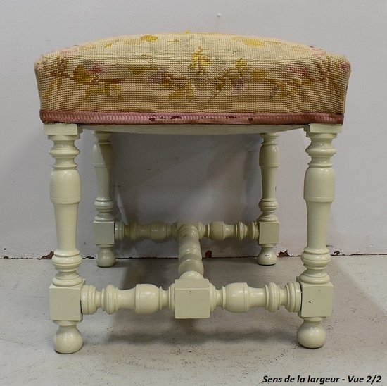 Sgabello in tela e legno, gusto Luigi XIV - Fine del XIX secolo
