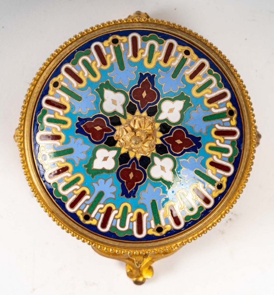 Scatola per gioielli in bronzo e smalto cloisonné Fine del XIX secolo