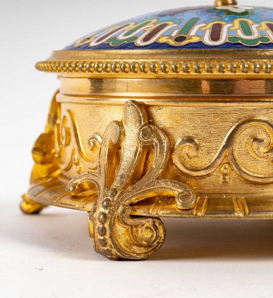 Scatola per gioielli in bronzo e smalto cloisonné Fine del XIX secolo