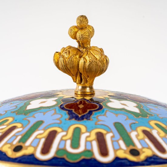 Scatola per gioielli in bronzo e smalto cloisonné Fine del XIX secolo