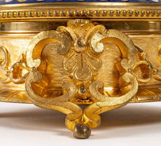 Scatola per gioielli in bronzo e smalto cloisonné Fine del XIX secolo