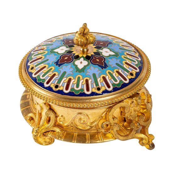 Scatola per gioielli in bronzo e smalto cloisonné Fine del XIX secolo