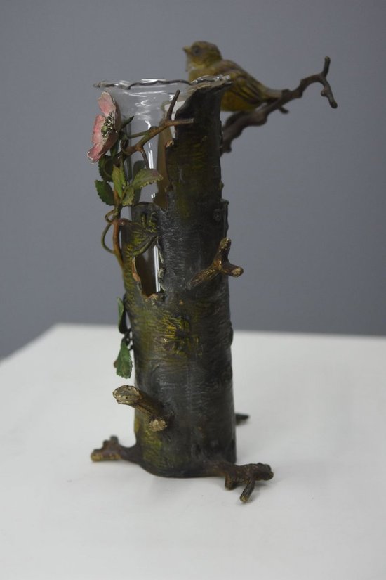 Vase Monté Par Un Bronze De Vienne Ancien Oiseau XIXème