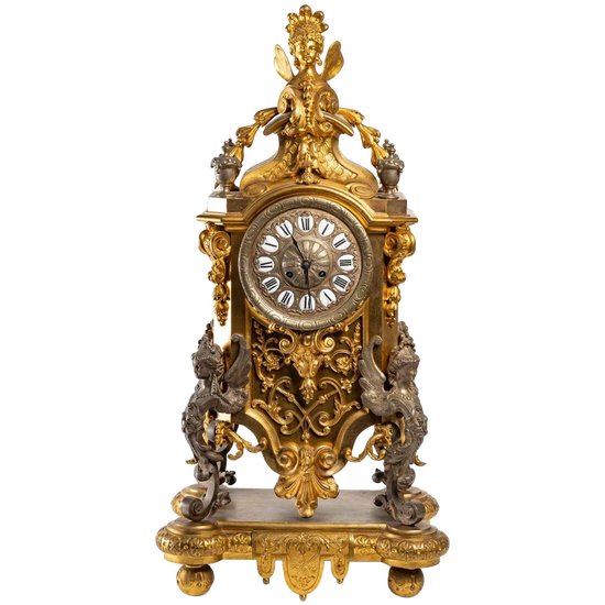 Gilt Bronze Clock Late 19th Century