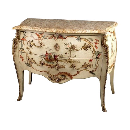 Louis XV Style Lacquer Chest Of Drawers Late 19th Century