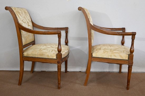 Coppia di poltrone in mogano, stile Luigi XVI / Direttorio - Inizio XIX secolo