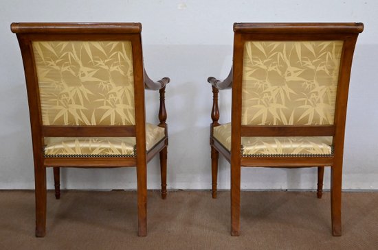 Coppia di poltrone in mogano, stile Luigi XVI / Direttorio - Inizio XIX secolo