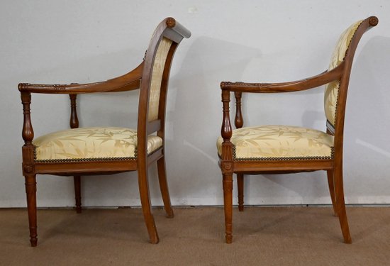 Coppia di poltrone in mogano, stile Luigi XVI / Direttorio - Inizio XIX secolo