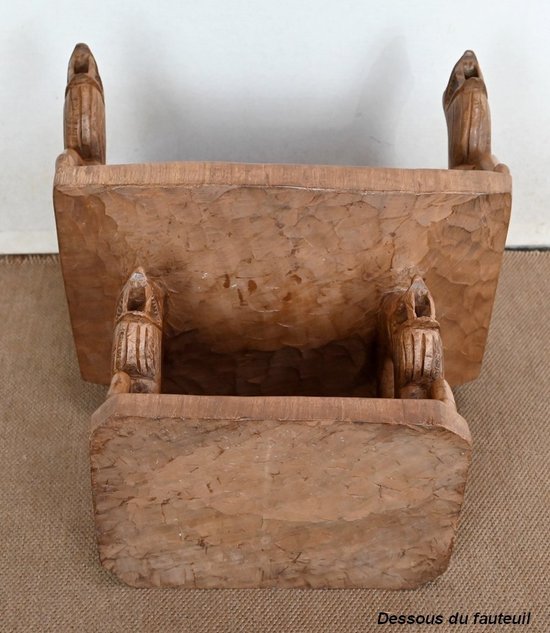 Atypical Solid Mahogany Armchair, Animal - 1950