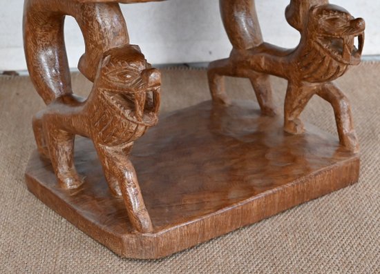 Atypical Solid Mahogany Armchair, Animal - 1950