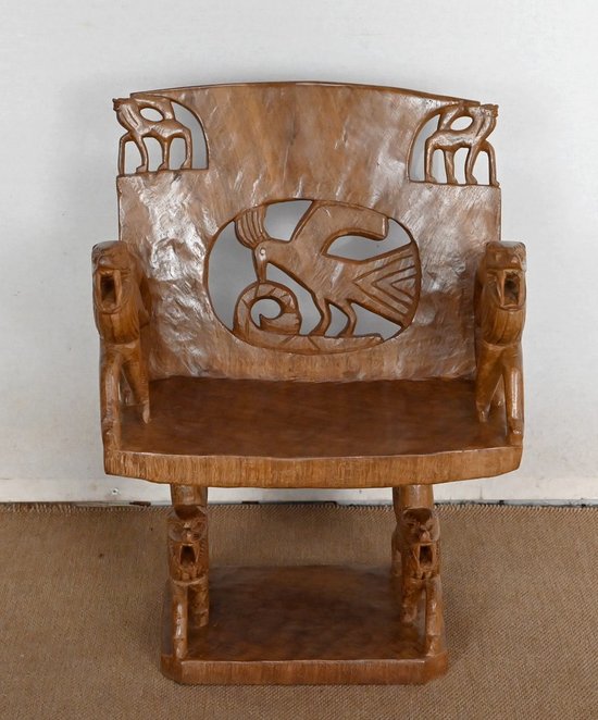Atypical Solid Mahogany Armchair, Animal - 1950