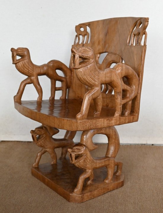 Atypical Solid Mahogany Armchair, Animal - 1950