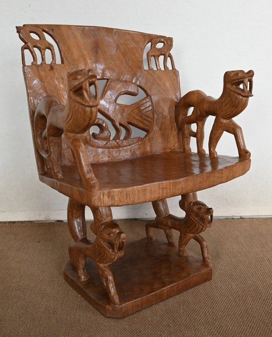 Atypical Solid Mahogany Armchair, Animal - 1950