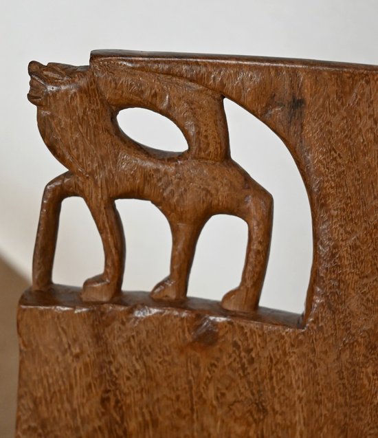 Atypical Solid Mahogany Armchair, Animal - 1950