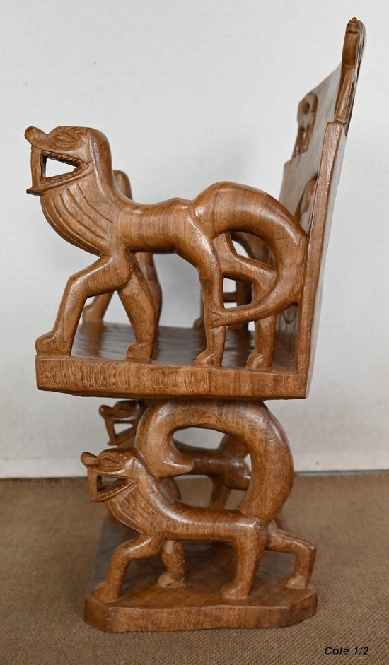 Atypical Solid Mahogany Armchair, Animal - 1950