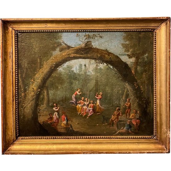  "das Escarpolette". Französische Schule des 18. Jahrhunderts. HST