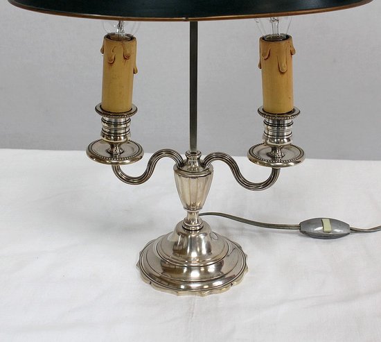 Lampada Bouillotte in metallo argentato, stile Impero - Inizio XX secolo