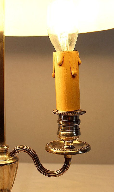 Lampada Bouillotte in metallo argentato, stile Impero - Inizio XX secolo