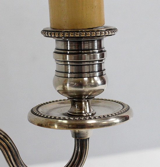 Lampada Bouillotte in metallo argentato, stile Impero - Inizio XX secolo