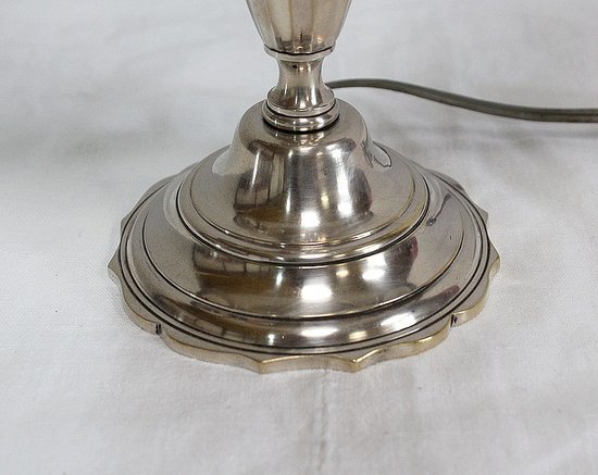 Lampada Bouillotte in metallo argentato, stile Impero - Inizio XX secolo