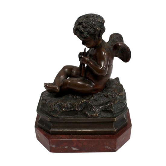 Petit Bronze sur socle en Marbre « l’Angelot » - Fin XIXe