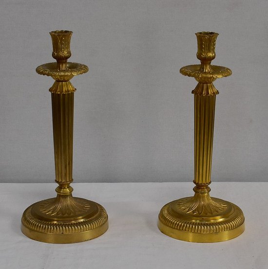 Pair of Gilded Bronze Torches, Louis XVI style - Early XXth century