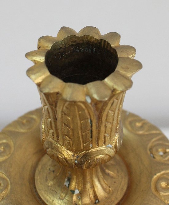 Pair of Gilded Bronze Torches, Louis XVI style - Early XXth century