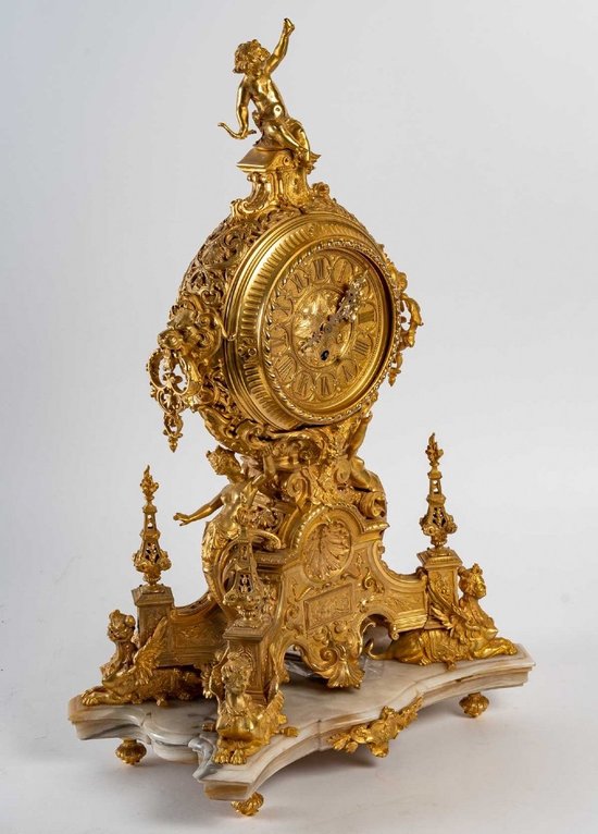 A 19th Century Gilded Bronze Mantel Set
