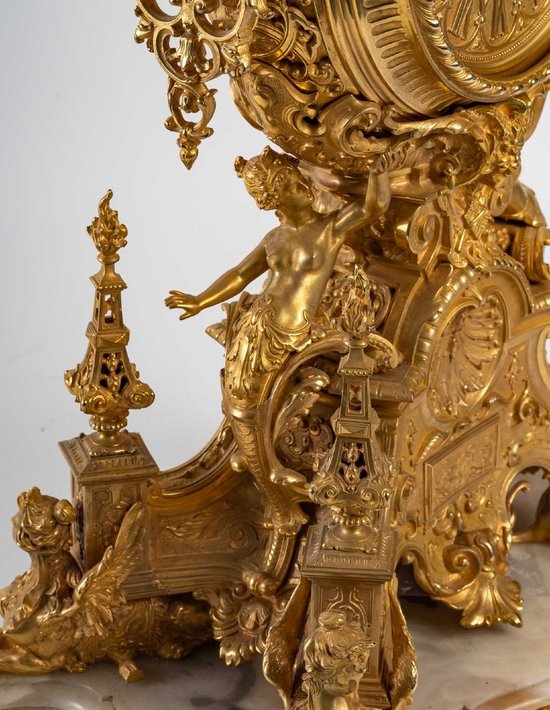 A 19th Century Gilded Bronze Mantel Set