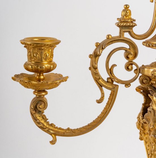 A 19th Century Gilded Bronze Mantel Set