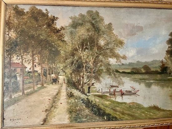  Large impressionist painting XIX eme signed Paul MORIZET walk in edges of the Marne