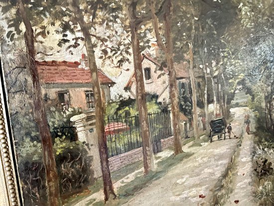  Large impressionist painting XIX eme signed Paul MORIZET walk in edges of the Marne