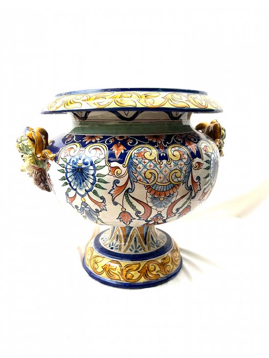 Große Vase Medici Jardinière Fayence Nevers signiert 19.