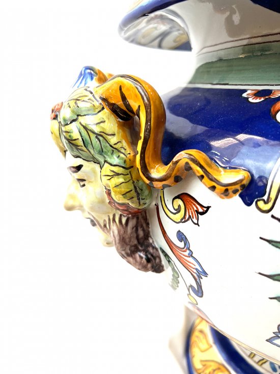 Große Vase Medici Jardinière Fayence Nevers signiert 19.