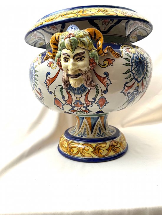 Große Vase Medici Jardinière Fayence Nevers signiert 19.