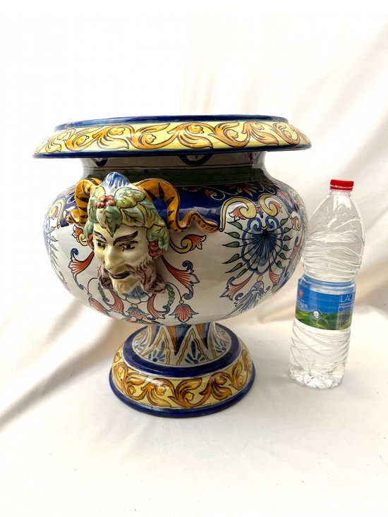Große Vase Medici Jardinière Fayence Nevers signiert 19.