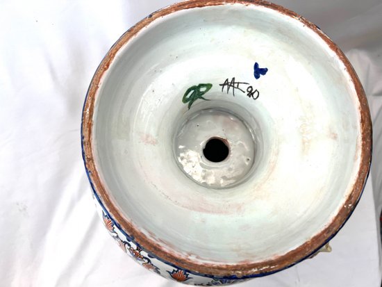 Große Vase Medici Jardinière Fayence Nevers signiert 19.