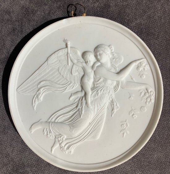 Pair of Biscuit Porcelain Plates in the Art Nouveau Style