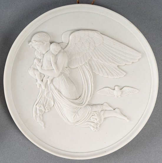 Pair of Biscuit Porcelain Plates in the Art Nouveau Style