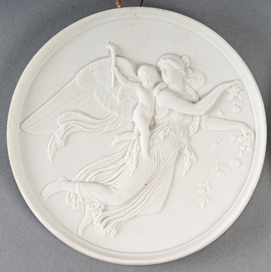 Pair of Biscuit Porcelain Plates in the Art Nouveau Style