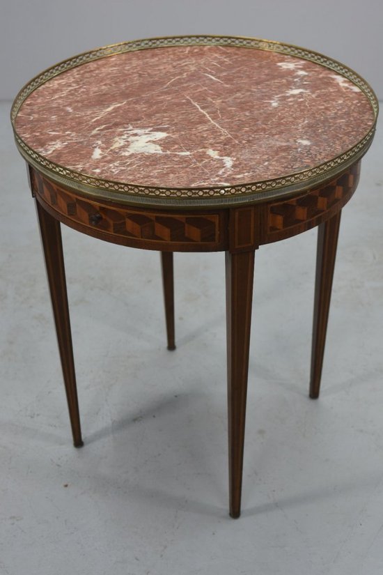 Louis XVI Style Inlaid Bouillotte Table With Removable Tray