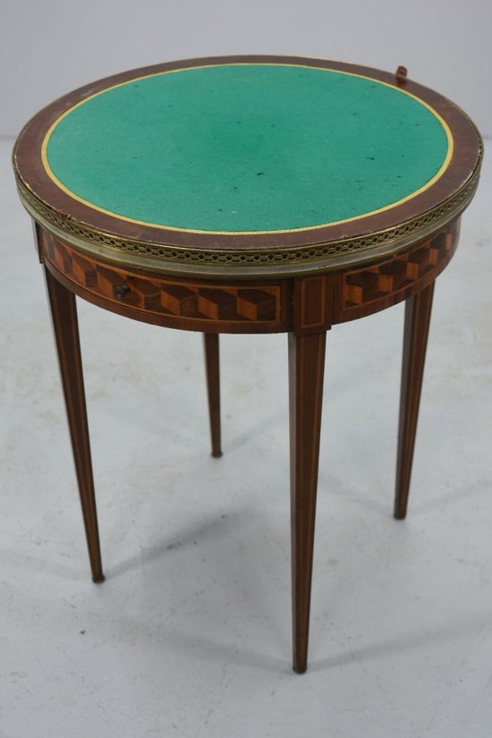 Louis XVI Style Inlaid Bouillotte Table With Removable Tray