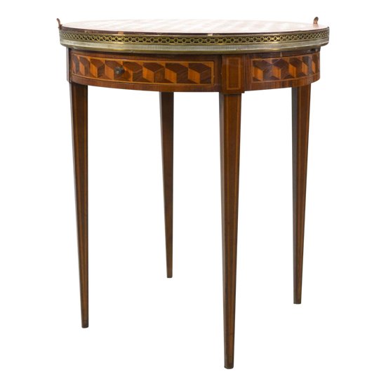 Louis XVI Style Inlaid Bouillotte Table With Removable Tray