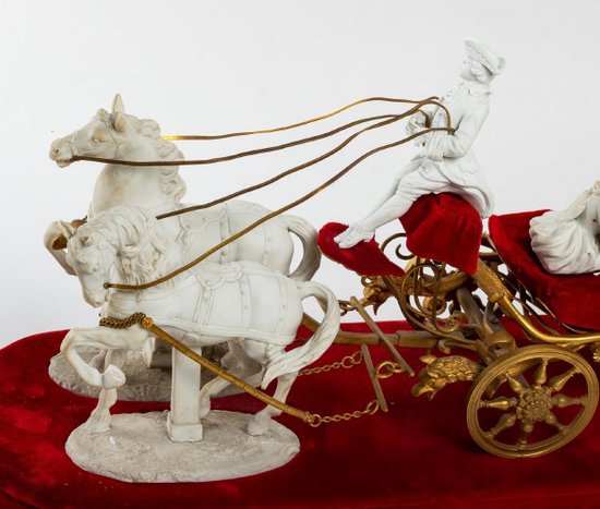 Groupe En Biscuit et bronze doré Fin XIXème Siècle