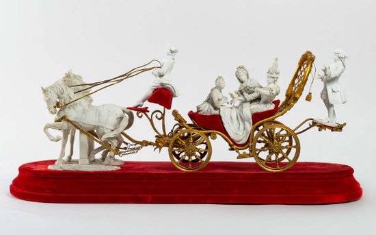Groupe En Biscuit et bronze doré Fin XIXème Siècle
