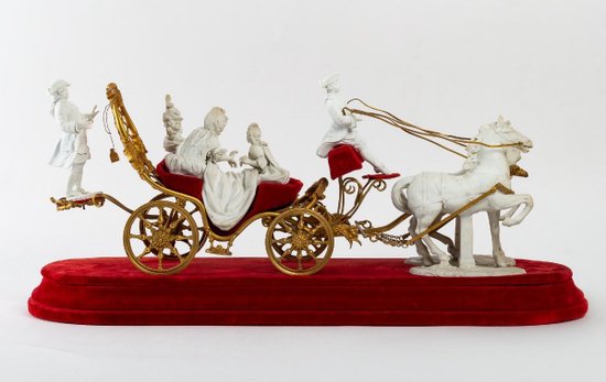 Groupe En Biscuit et bronze doré Fin XIXème Siècle