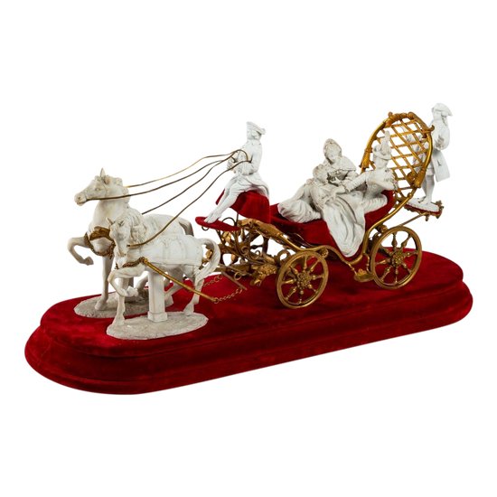Groupe En Biscuit et bronze doré Fin XIXème Siècle
