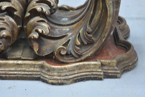 Table Basse Baroque En Bois Doré Et Laqué 