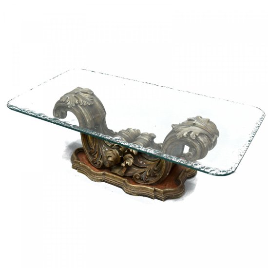 Table Basse Baroque En Bois Doré Et Laqué 
